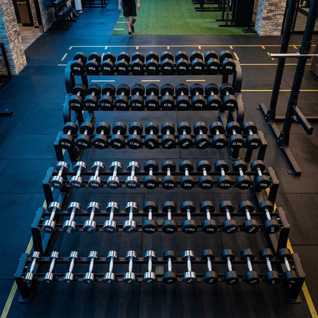 Poids libres et haltères professionnels dans notre salle de sport